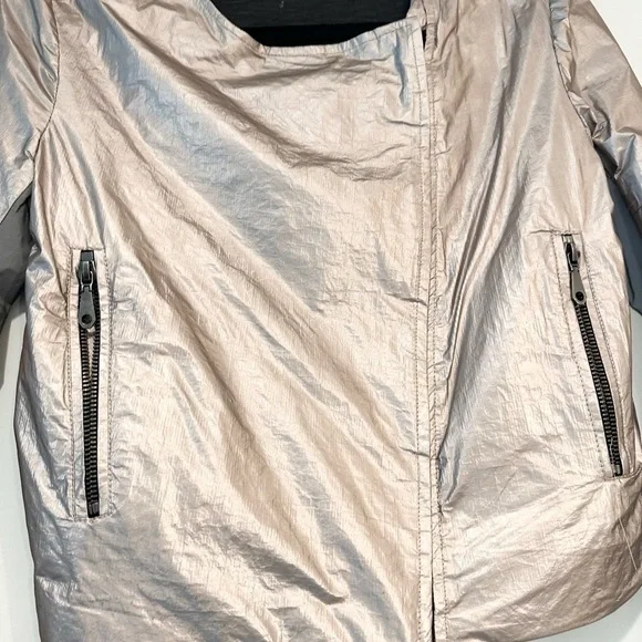Rebecca Minkoff metallic rose gold moto jacket fits s/m - Picture 2 of 4